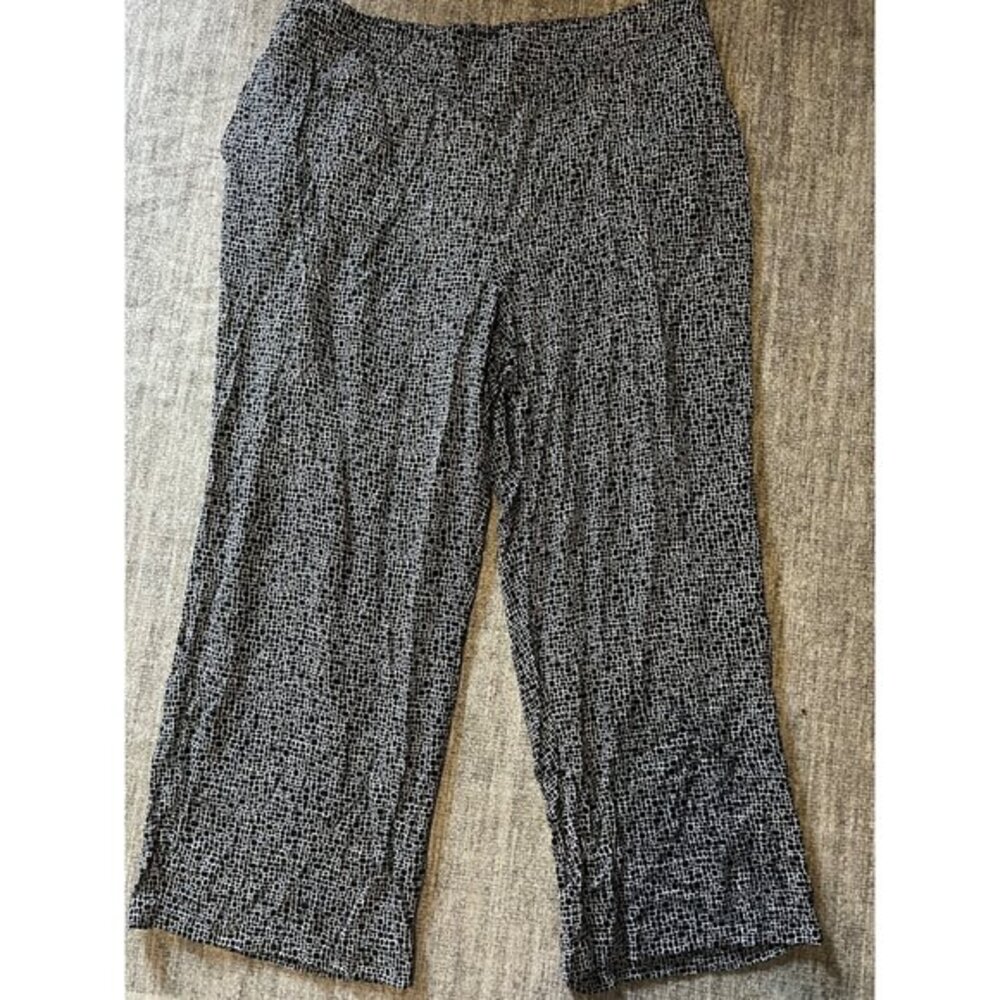 Woven Print Cropped Wide Leg Pants‎ Casual Comfy Lounge Trousers